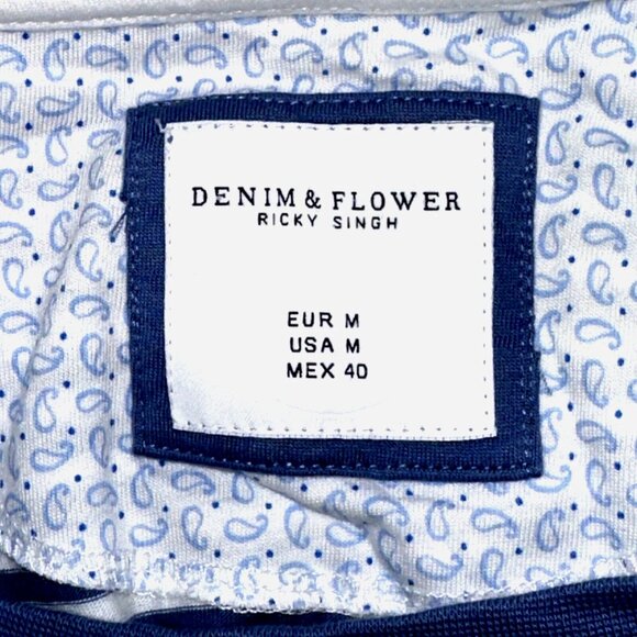 Denim & Flower Palm Tree Tee M Coastal Core Nautical Stripe Preppy Resortwear - Picture 4 of 7